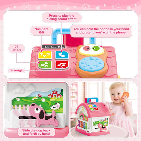 1 12-18 1st 1,2,3 Montessori Toys for Year Old Girl Gift, Musical Learning House with Lights & Sounds, Interactive