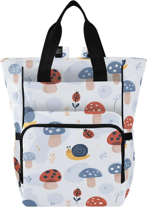 SUABO Mushroom Snail Ladybug Pattern Baby Diaper Bag Backpack Large Bag Waterproof Travel