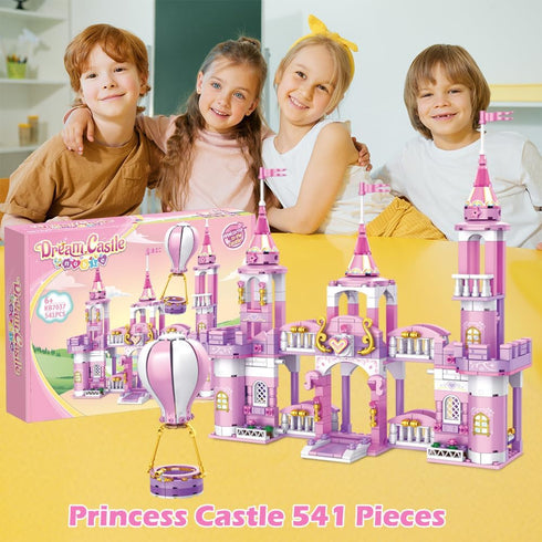 541 6-12 Princess Castle Girls Building Blocks Toys Pieces Multi Shaped Castle Hot Air Balloon Toys for Girls