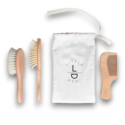 Premium Baby Hair Brush Set Natural Goat Hair & Bamboo Bristle Brushes,