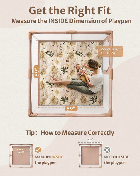 59x59 Blissful Diary Baby Play Mat, Thick and Larger Soft Cushioned Foam Mat for Floor, Non-Slip Washable Playmat