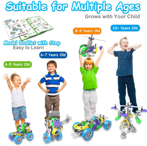 10 in 1 Electric STEM Toys for Boys & Girls Age 4-8, Birthday Gifts, Educational Building Toys for Kids