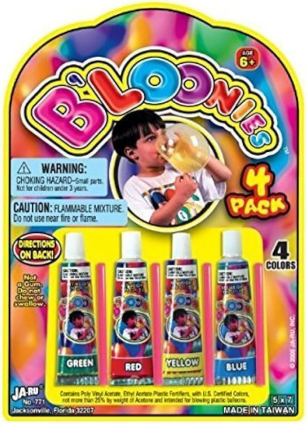 JA-RU B'loonies Plastic Balloons Variety Pack, 4 Tubes in 1, Great Original Bubble Making Toy for Kids and Adults