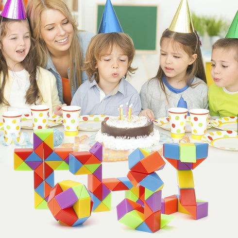 Ganowo 30pcs Party Favors, Fidget Snake Cube Mini Twist Puzzle for Kids 4-12, Goodies Bag Filler