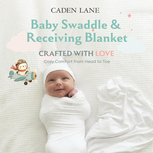 Caden Lane Baby Swaddle & Receiving Blanket, Soft, Breathable & Temperature-Regulating Bamboo Viscose Fabric