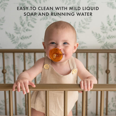 2-Pack 6-12 Natursutten Natural Rubber Pacifiers - Safe & Soft BPA-Free Pacifier for Breastfeeding Babies, Made