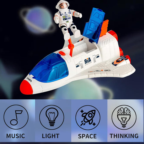 5-8 Wbzle Spaceship Shuttle Toy with Astronaut Figure - Fun Rocket Ship Space Toys for Kid, Space Toy for Boys Planet