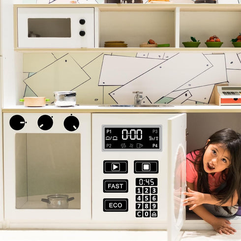 Play Kitchen Decals Stove Cooker Microwave Oven Stickers Vinyl Toy Stove Sticker DIY Replacement Kitchen Stickers Toy