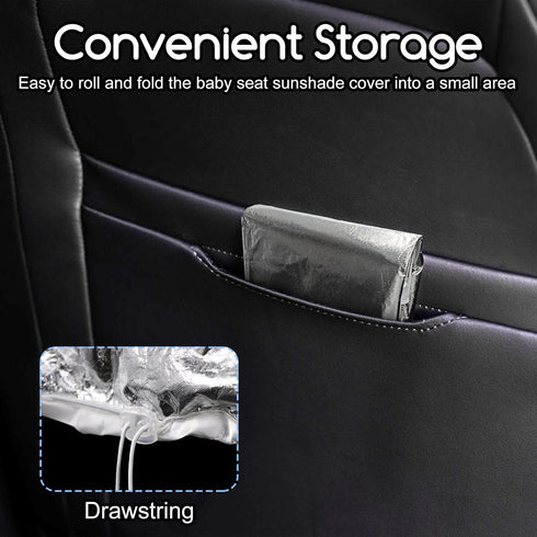Baby Car Seat Sun Shade Cover - Toddler Car Seat Cooler with Draw String, Blocks Sunlight & UV Rays (42.5" x 29")