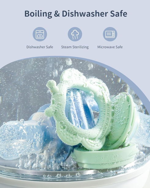 (2 Pack) 3 Silicone Baby Fruit Food Feeder with Freezer Nibble Tray, Breastmilk Popsicle Molds for Baby Teething