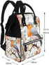 OUSIKA Backpack Daypacks Floral Print Watercolor Robin Bird Print Diaper Bag Multifunction Laptop Travel Large Nappy