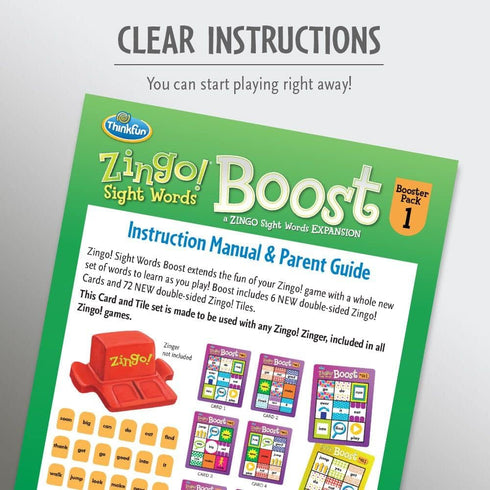 Think Fun Zingo! Sight Words Boost - Engaging Brain Game for Kids Aged 4 and Up, Expansion Pack