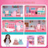 SwankyStyle Playset, 1 Dolls,3 Sets Doll House,with Living Room Bedroom Bathroom Kitchen Furniture Double-Sided