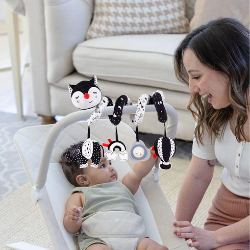 Car Seat Toys for Infants 0-6 Months, High Contrast Hanging Toys for Baby Carseat, Developmental Toys with Music