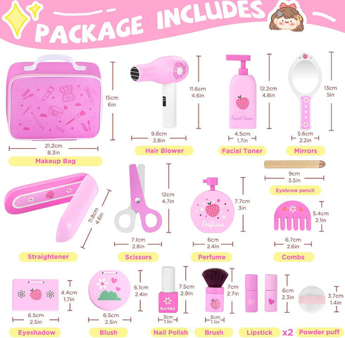 Set 3 4 5 6 7 GAGAKU Wooden Makeup Toy Pretend Wood Beauty Hair Salon Toys for Toddler Wooden Makeup Kit for Girls