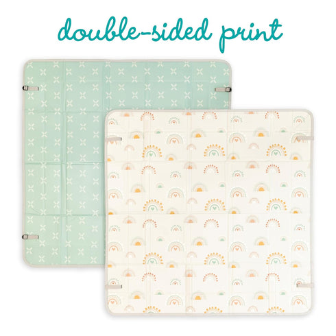 57" Infantino Foldable Soft Foam Play Mat, Baby Mat for Floor Time, Lightweight, Easy to Store, Wipeable, Rainbows