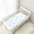 Blue Bow Leaves Pattern Soft Jersey Knit Crib Sheets for Boys and Girls