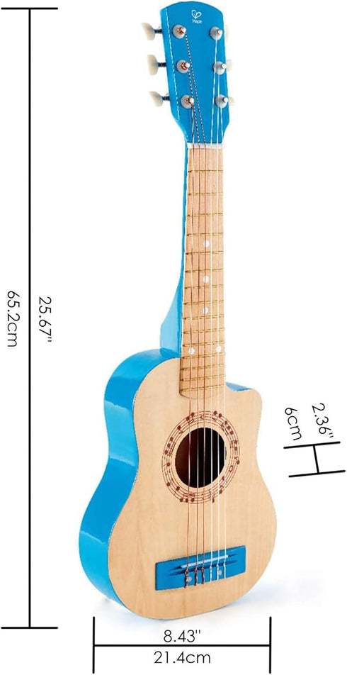 Hape Kid's Flame First Musical Guitar, Blue, Dimensions: L: 25.7, W: 2.4, H: 8.4 inch