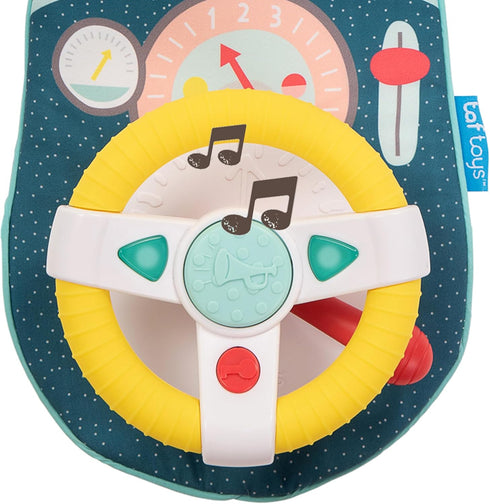 Baby Car Seat Toys for Infants, Steering Wheel with Music Lights & Mirror, Car Seat Toy for Babies 6 to 12 Months