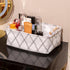 Decorative Rectangular Fabric Storage Bin Organizer Basket with Wooden Handles for Clothes, 12.6x8.7x4.7 inch, White