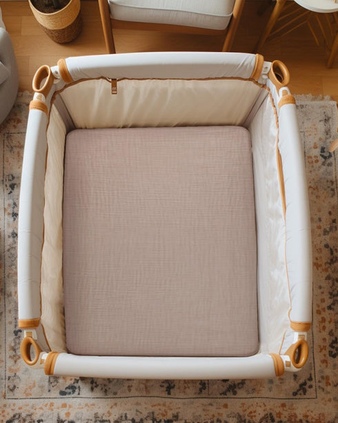 Pack 39"x27"x3", Pack and Play Sheets for Baby Boys and Girls Neutral Muslin Cotton N Play Mattresses Sheet with Boho