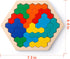 Coogam Wooden Hexagon Puzzle for Kid Adults - Shape Pattern Block Tangram Brain Teaser Toy Geometry Logic IQ Game STEM