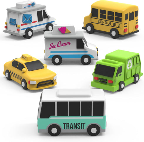 Tub Works Vehicles Bath Cars Mold Free Bath Toys, 6 Pack |