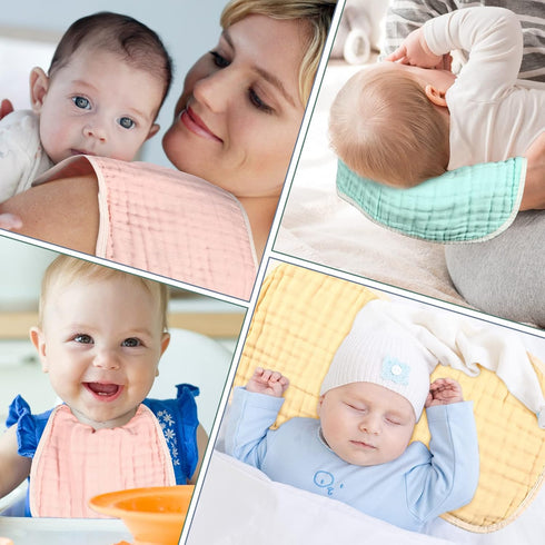 Girls,5 Pack MUKIN Baby Muslin Burp Cloths and Burping Cloth,Soft Absorbent for Boys Cotton Newborn Burp Bibs face