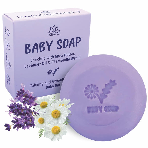 Relaxcation MADE IN USA LAVENDER & CHAMOMILE BABY Soap Bar for KIDS