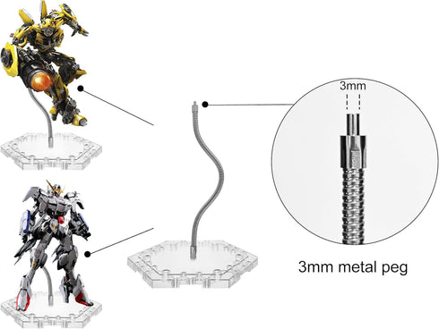 Zovelynta 8-Pack 1/144 Clear Adjustable Action Figure Stand with Metal Clips & Flexible Arms Action Figure Display