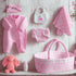 JIZHI 8 Pcs Baby Doll Clothes Set with Bassinet for 17-22 Inch Dolls, Pink Accessories for Newborn Baby Doll Girl