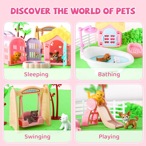 21 Set, 4-8, 3 4 5 6 7 Aprilwolf PCS Pet Sensory Bin, Dog & Cat Sandbox with Sand & Box, Play Sand Art Toys Kit, Pet