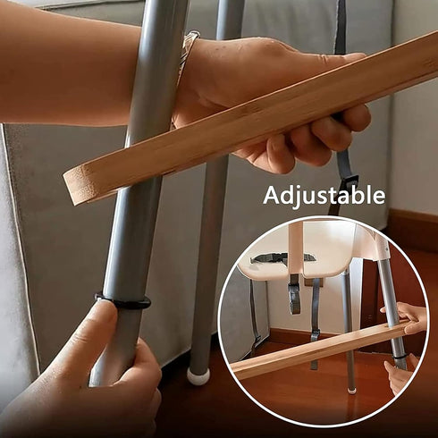 HANH High Chair Footrest, Non-Slip Natural Bamboo Wooden Footrest for IKEA Antilop High Chairs, Adjustable