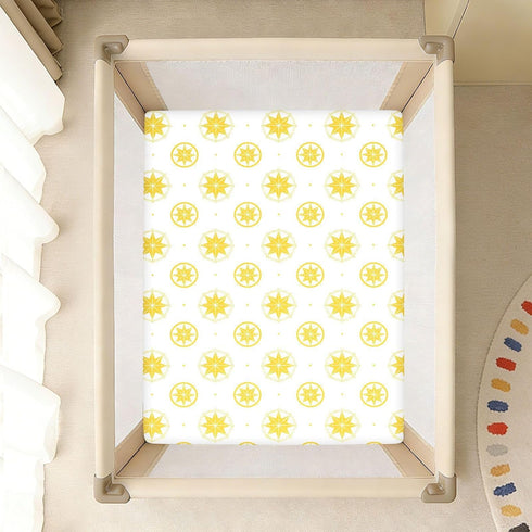 miaozhen 1 Pack 52x28 Cotton Baby Crib Sheets for Boys Girls Soft Breathable Bright Yellow Star White Unisex Child Crib