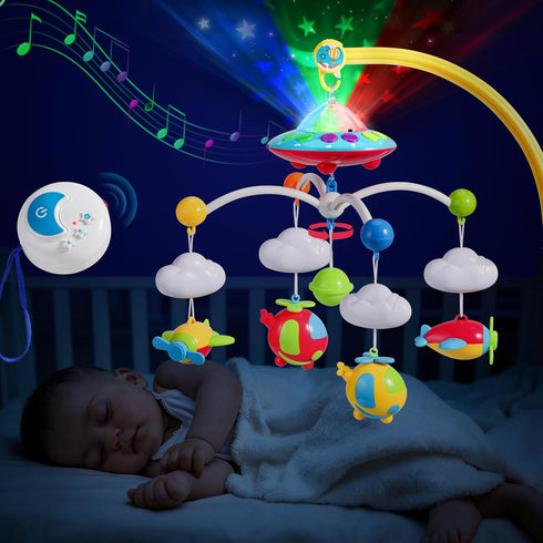 Mini Tudou Musical Baby Crib Mobile Toy with Lights and Music, Star