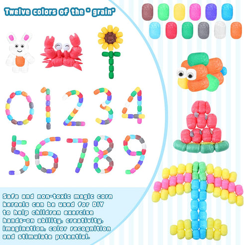 Junkin 1000 Pcs Magic Foam for Crafts, Corn Craft Kit for Arts and Crafts, Bulk for STEM Building Model Toys for