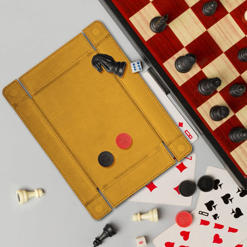 SIQUK Magnetic Folding Dice Tray Rectangle Dice Rolling Tray PU Leather Trays Foldable Holder Rolling Mat Storage Box