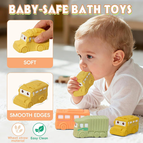 9 Pack 6-12 1-3, 1-3 Baby Bath Toys Cars Floating Bath Toys Mold Free, for Infants & Kids Ages No Hole Bathtub Toys