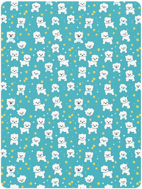 miaozhen 1 Pack 52x28 Cotton Baby Crib Sheets for Boys Girls Soft Breathable Cartoon Cute White Dog Star Crib Mattress