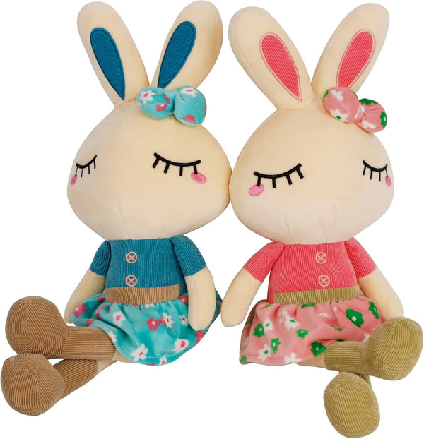 Set of 2 Easter Plush Bunny Rabbit - 18.3 in Doll Rabbit Stuffed Animal - Huggable Rabbit for Christmas and Easter