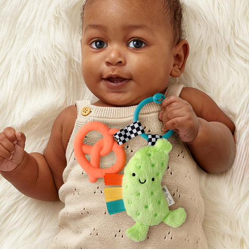 Itzy Ritzy Infant Toy & Teether - Itzy Pal Baby Teething Toy Includes Lovey, Crinkle Sound, Textured Ribbons & Silicone