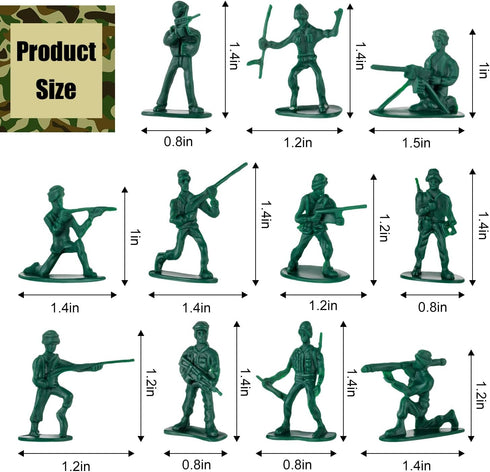 100 Pcs Army Men Action Figures, Plastic Classic Green Army Men Toys for Boys, Multiple Poses Soldier Action Figures