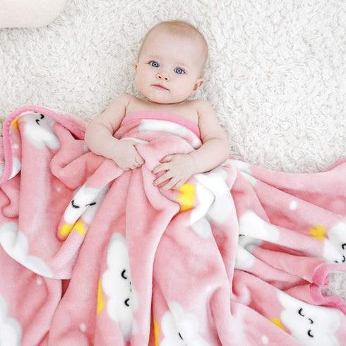 TILLYOU Toddler Blanket for Boys Girls, Flannel Fuzzy Baby Blanket, 40x50 Inches, Pink Cloud