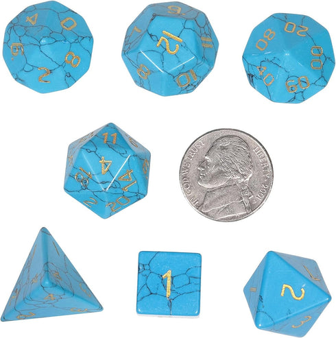 Amogeeli 7pcs Hand-Carved Crystal DND Dice Set, Stone Polyhedral Rolling Dice Kit for RPG Table Game