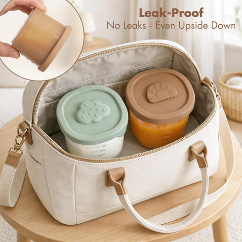 4oz 8PK Baby Food Containers with Lids Silicone Baby Food Storage Containers for Infants & Toddlers, Leakproof