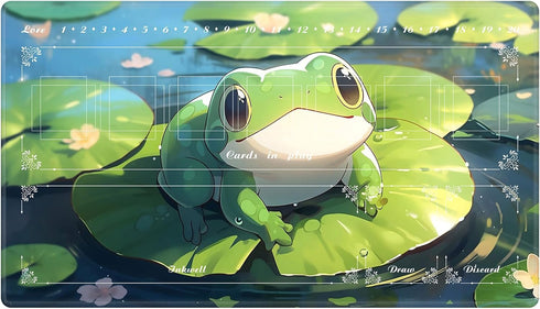 Playmat for Card Game Playing, 24"x14" Compatible with Lorcana TCG, Frog Design for Beginners