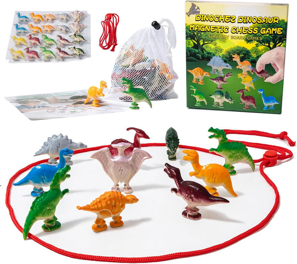 BlivEclat Magnetic Chess Game with Stones, Magnet Chess Game with String, Dinosaur Magnetic