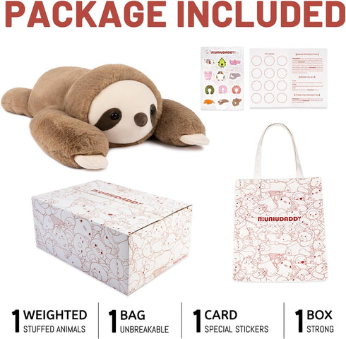 26" 5LB Niuniu Daddy | Sloth Weighted Stuffed Animals for Adults Kids, Large Brown Sloth Weighted Lap Animal Plush Toy