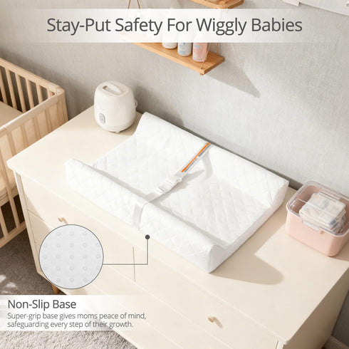 32x16 Inch Waterproof Baby Changing Pad, Non-Slip Wipeable Diaper Changing Mat with Safety Strap Infant Diaper Change