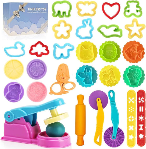 Dough Tools Play for Kids, Toy Accessories Set with Stamps, Cutter, Scissor, Roller, Molds for Age 2-8